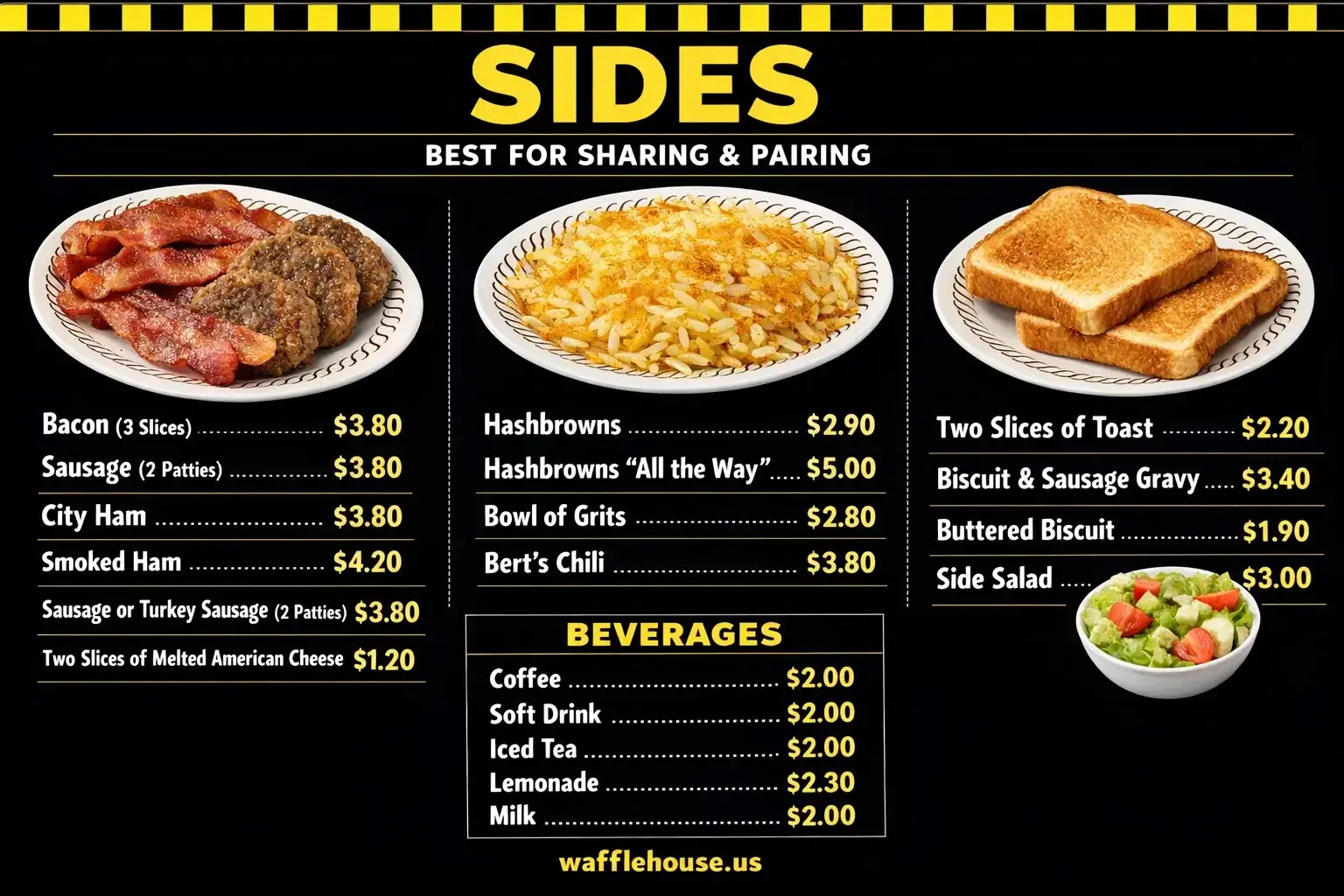 Best Waffle House Sides Menu with Prices in USA