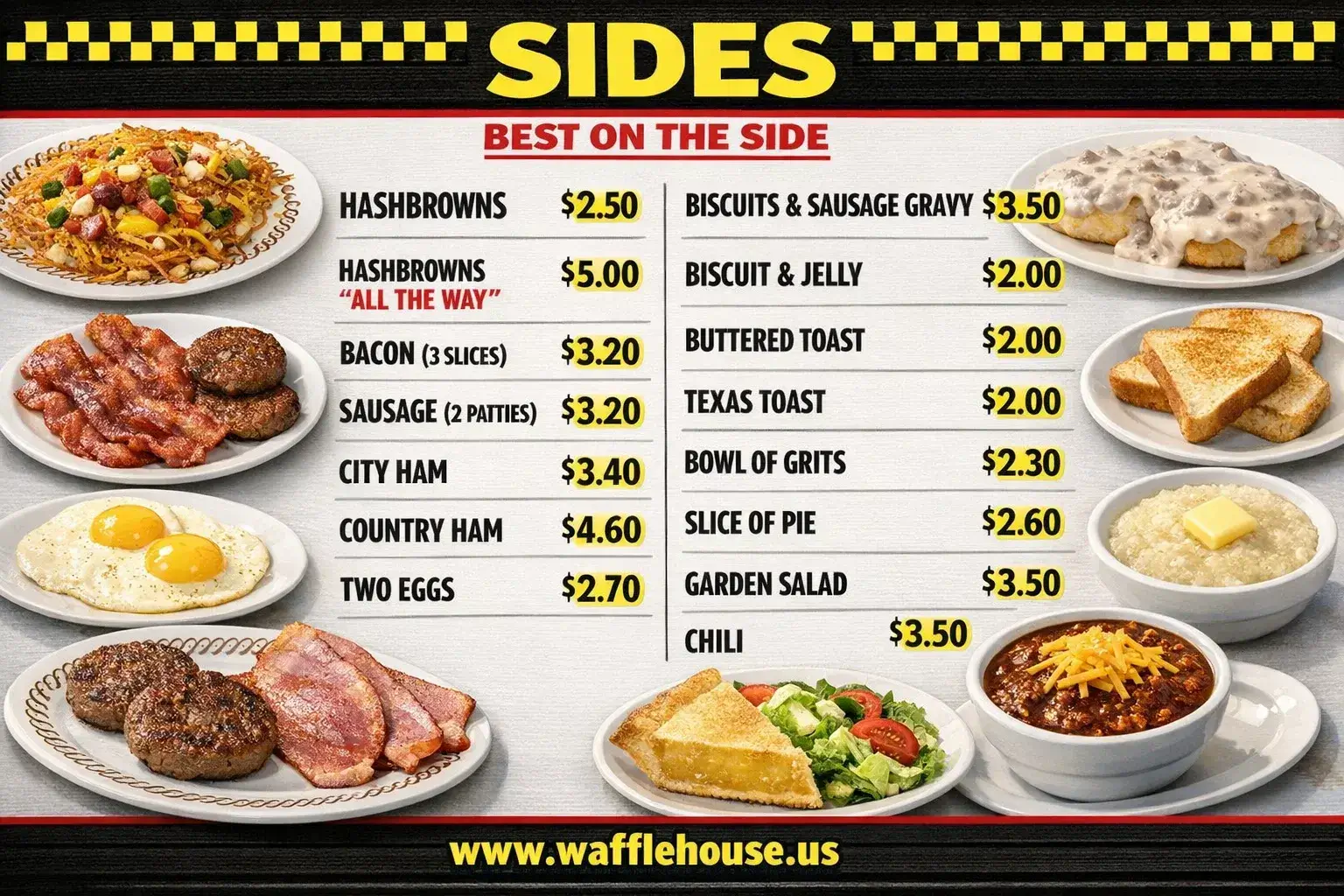 Best Waffle House Sides Menu with Prices in USA