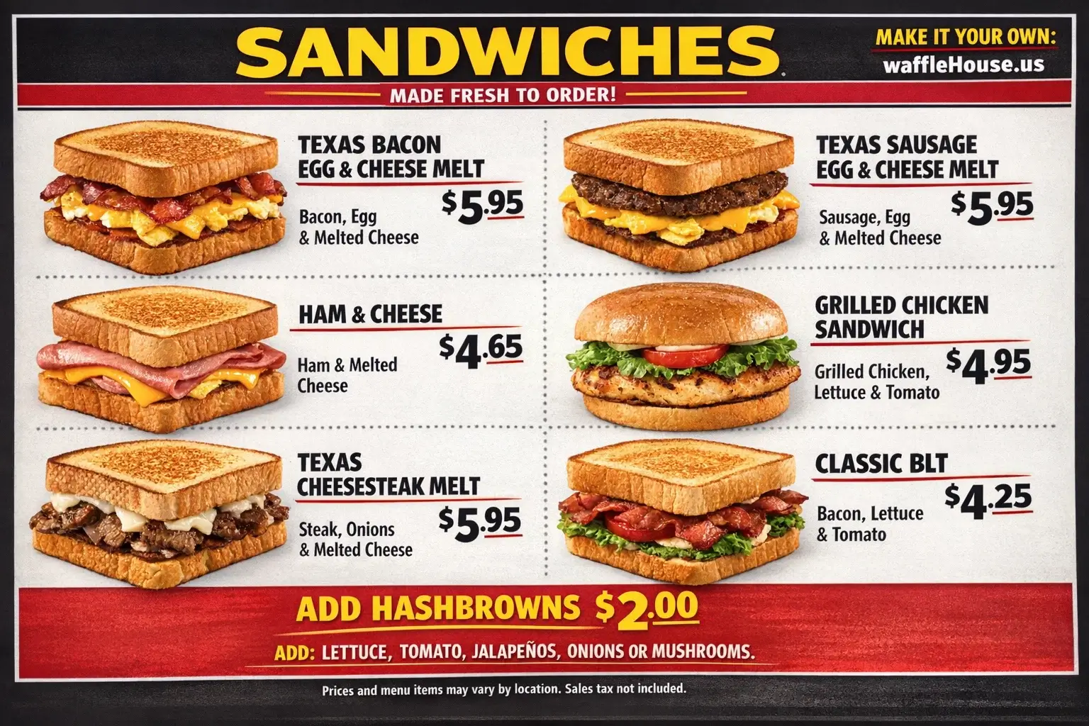 Waffle House Sandwiches Menu Complete 2026 Guide with Prices, Secret TipsWaffle House Sandwiches Menu Complete 2026 Guide with Prices, Secret Tips