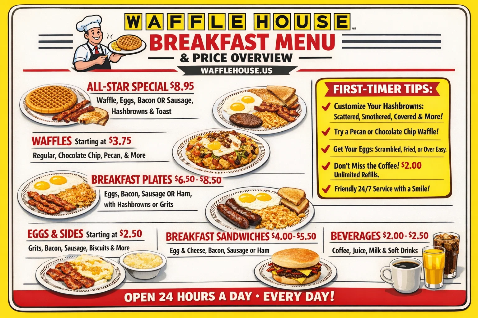 Waffle House Favorite Breakfast Menu with Price