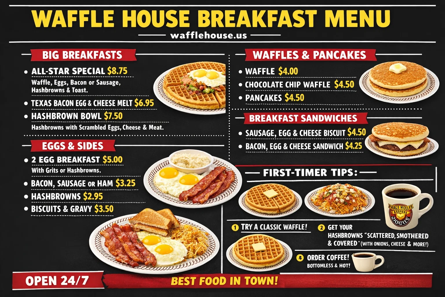 Waffle House Favorite Breakfast Menu with Price