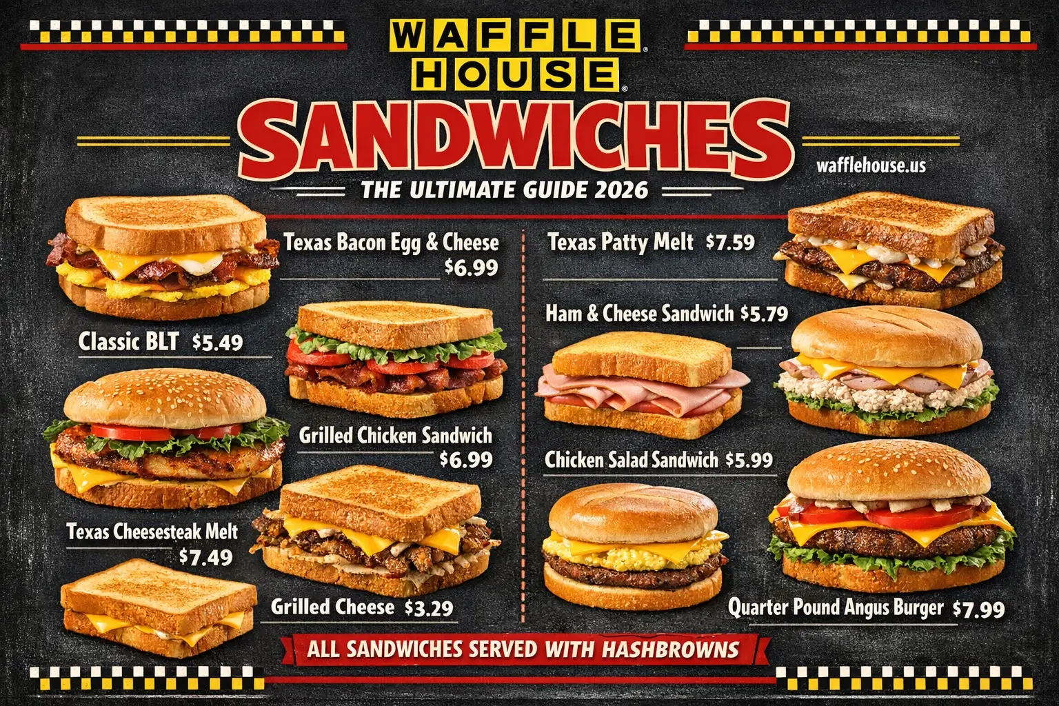 Waffle House Sandwiches Menu Complete 2026 Guide with Prices, Secret Tips