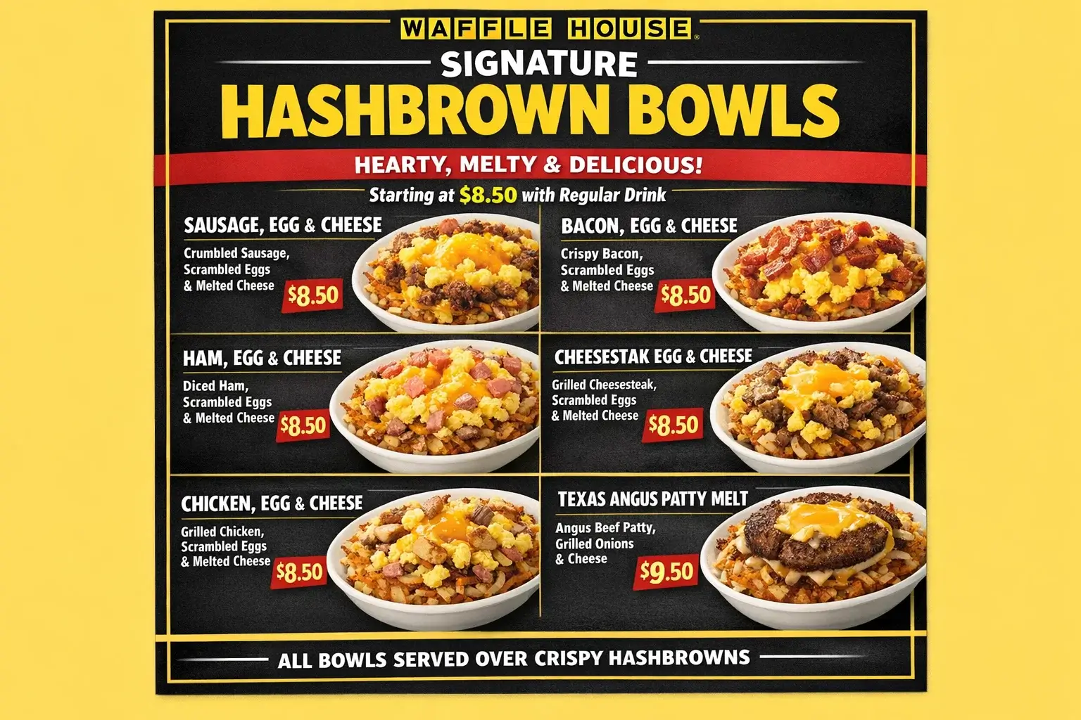 Waffle House Signature Hashbrown Bowls Menu With Price 2026