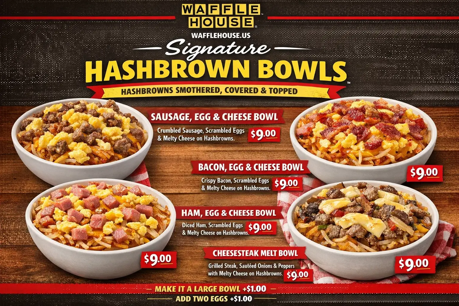 Waffle House Signature Hashbrown Bowls Menu With Price 2026
