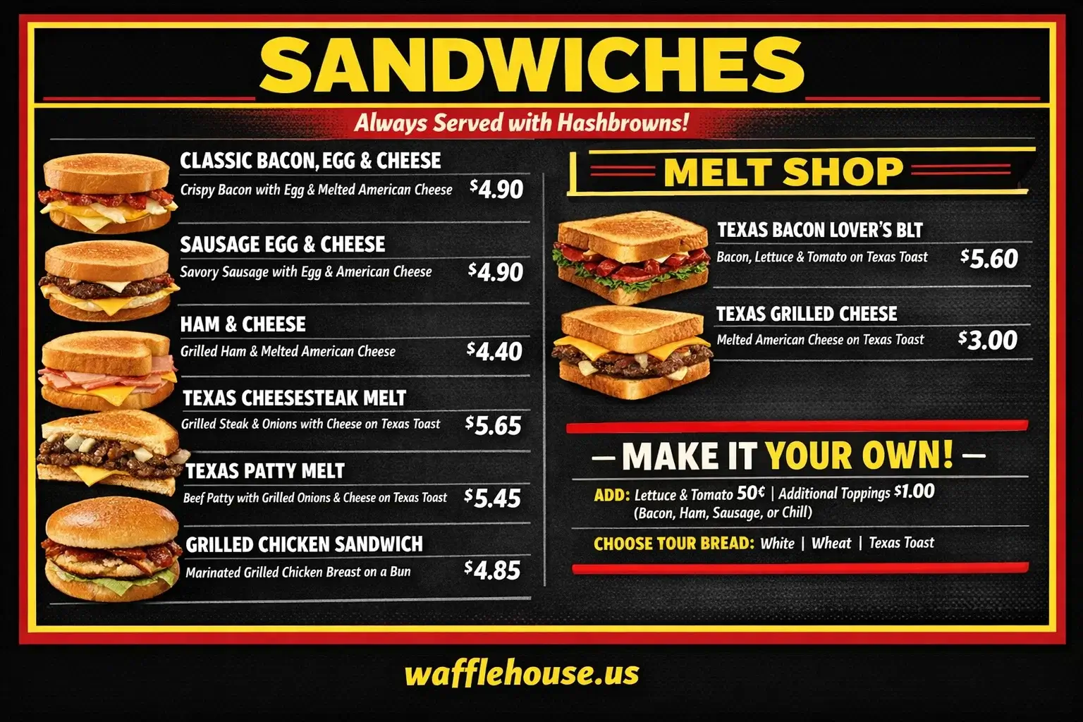 Waffle House Sandwiches Menu Complete 2026 Guide with Prices, Secret Tips