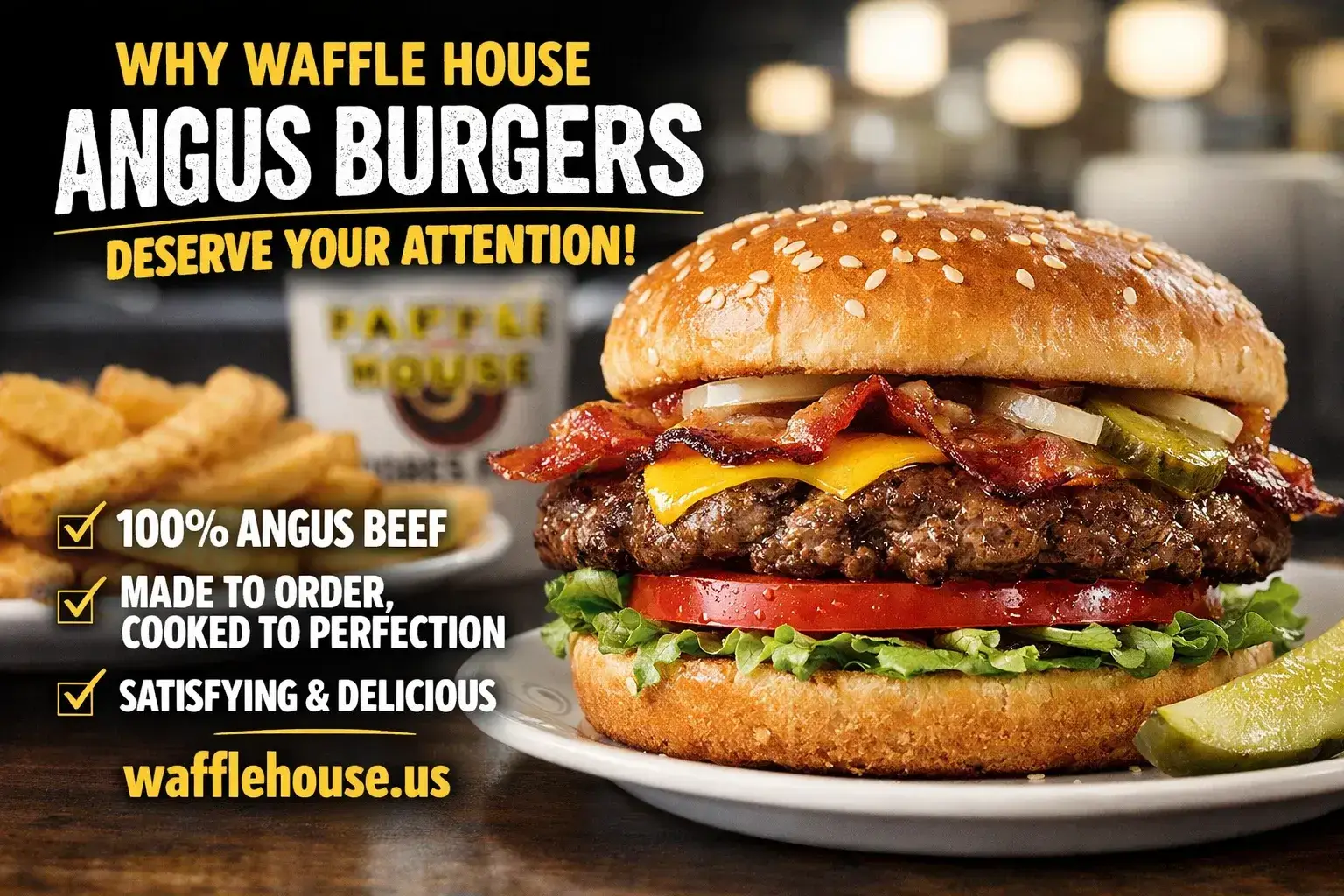 Waffle House Angus Beef Burgers Menu with Price