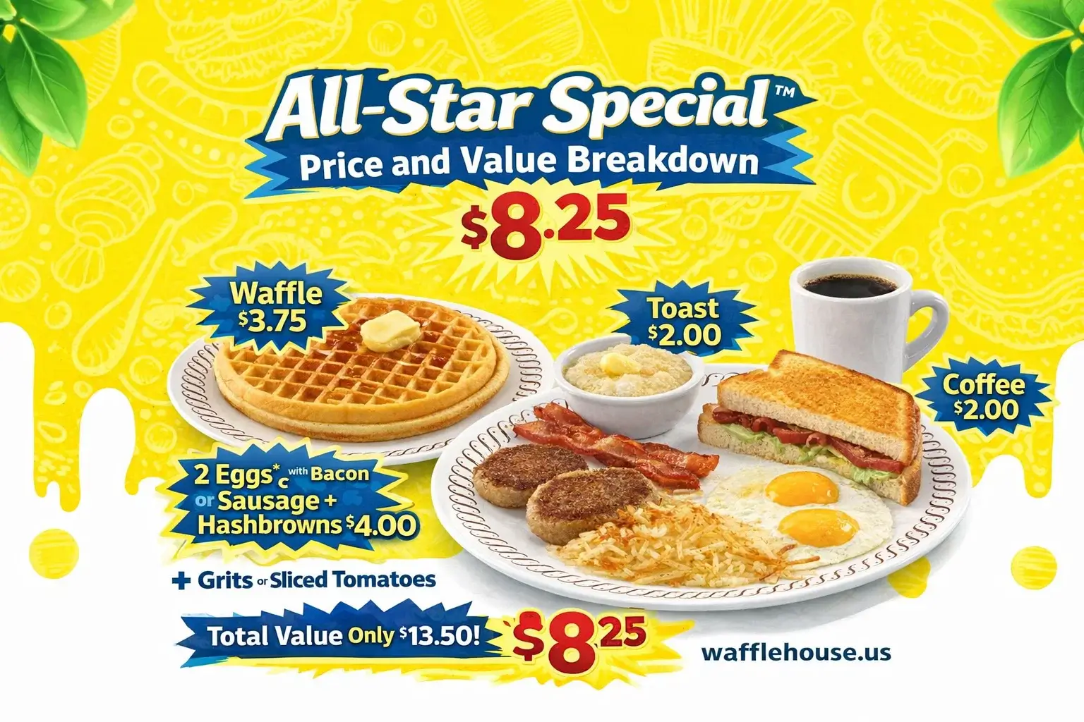 Waffle House All-Star Special™ Price, Nutrition, Allergen and Gluten Information