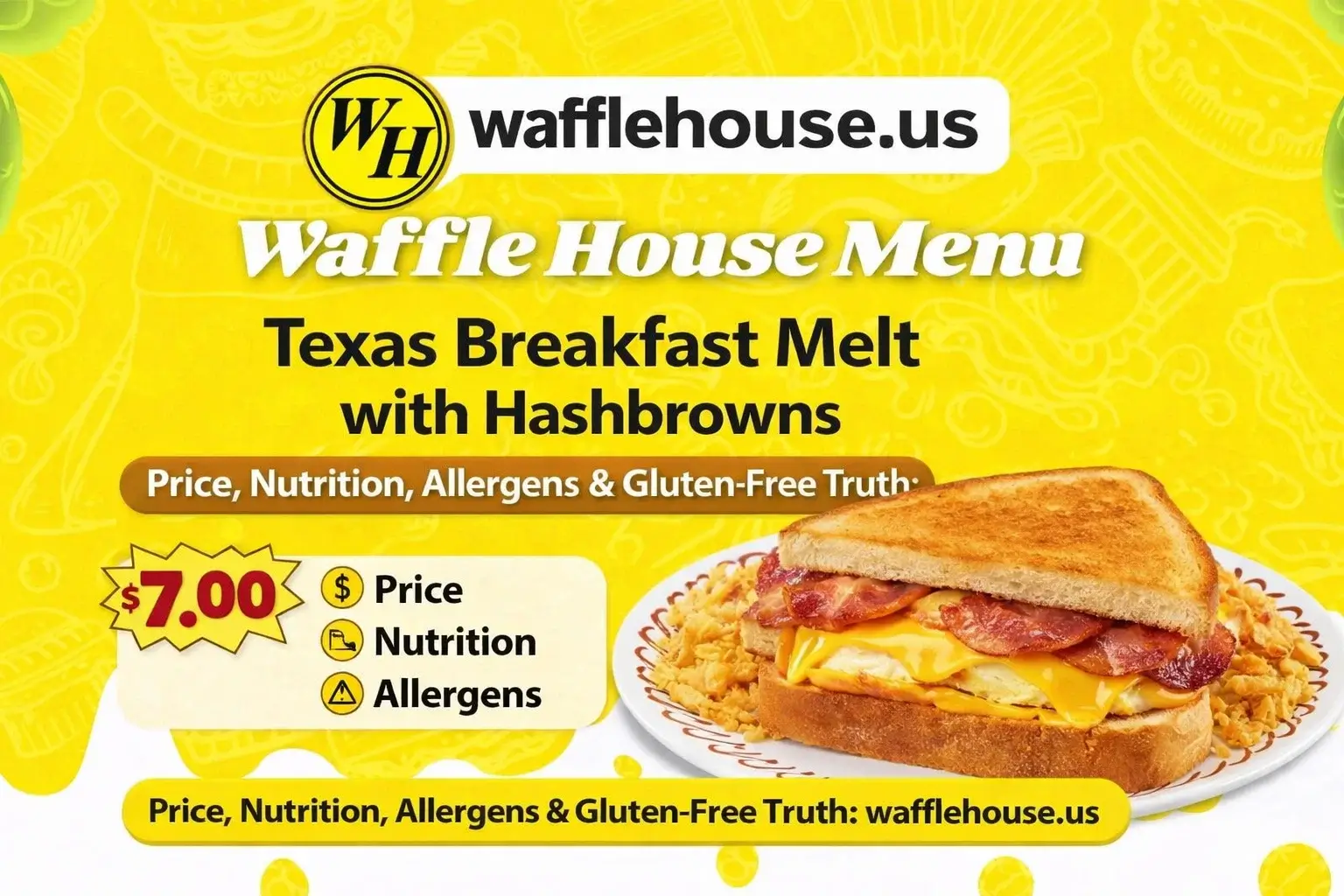 Waffle House Texas Breakfast Melt with Hashbrowns Prices 