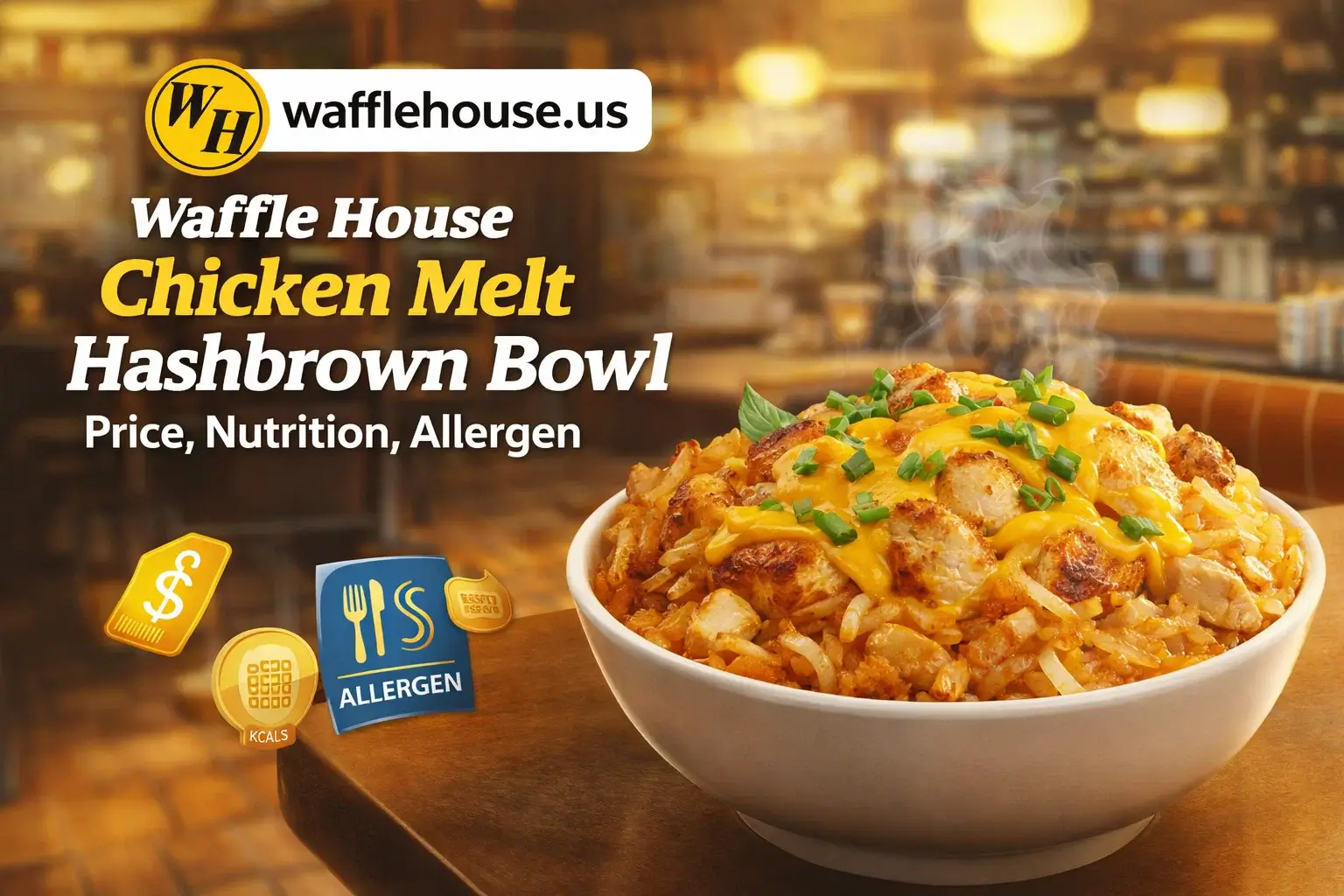Waffle House Chicken Melt Hashbrown Bowl Price, Nutrition, Allergen