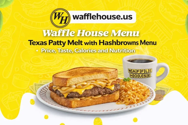 Waffle House Texas Patty Melt with Hashbrowns Menu
